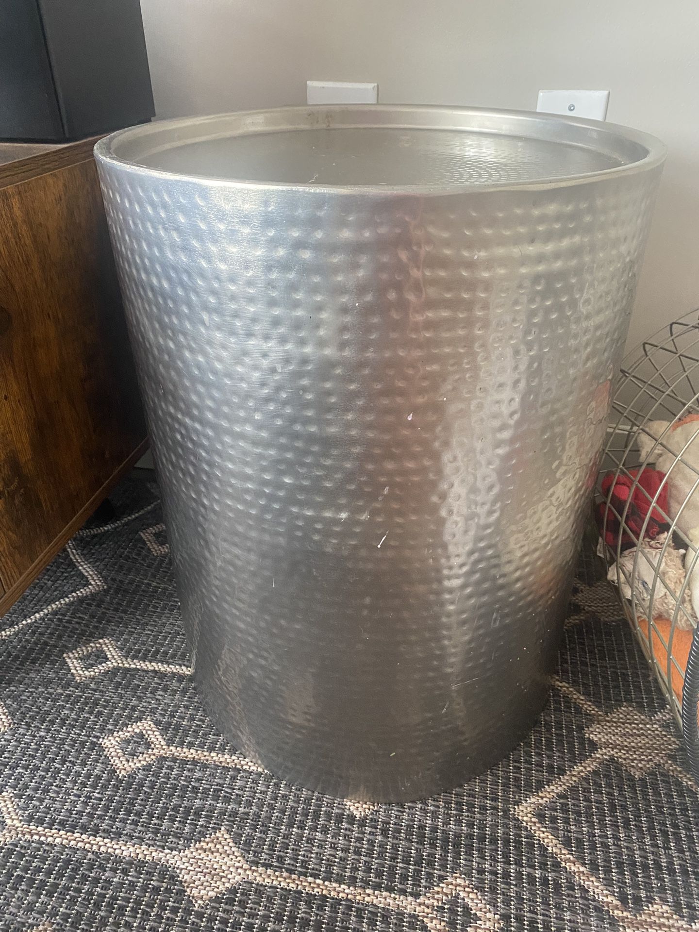 Round Hammered End Table 