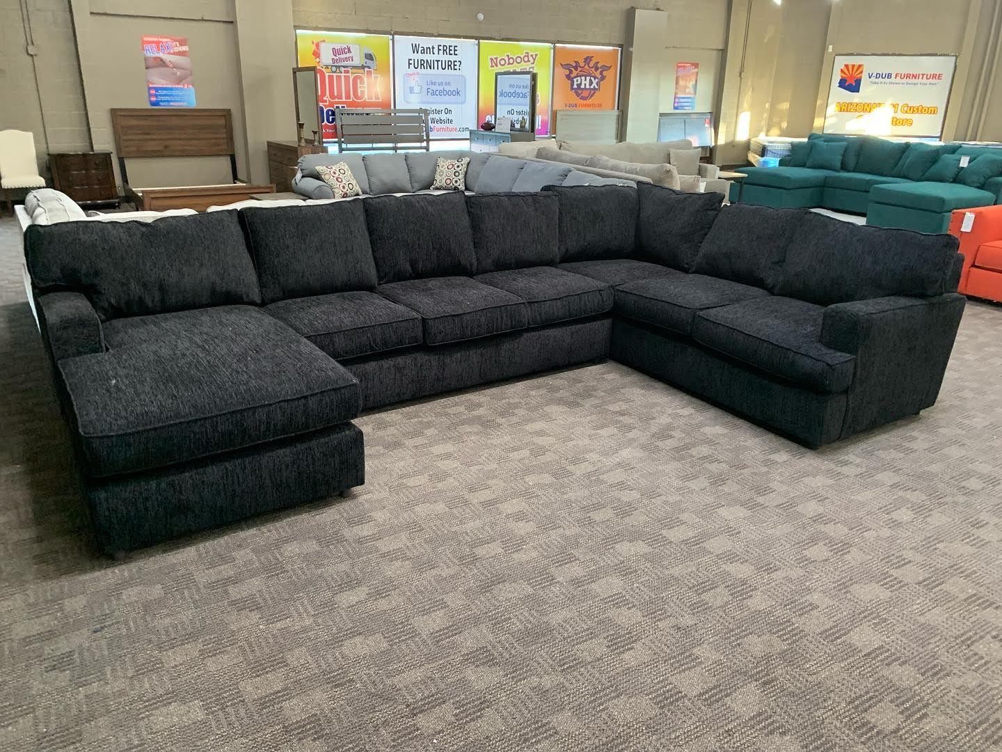 Large black custom sectional