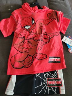 Boys size 4 short sets spiderman and sonic