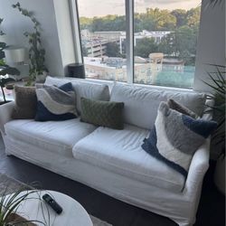 Crate and Barrel Keely slip covered sofa