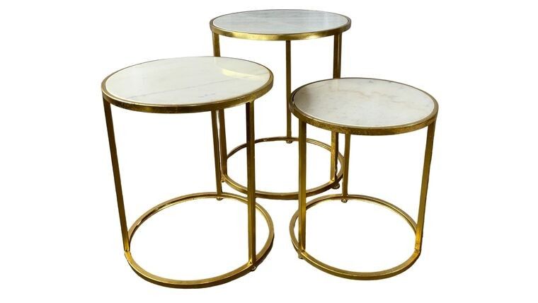 Vintage Gold/Marble Side Tables