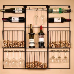 Bar 6-Bottle Metal Wall-Mounted Wine Rack, 3-Piece Set （WFD200831）