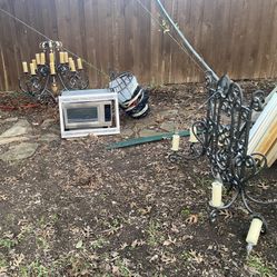 Indoor Chandeliers and Microwave 