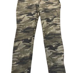 EXPRESS Ankle Leggings Mid Rise Camouflage Womens 8R CAMO Raw Bottom W Zipper
