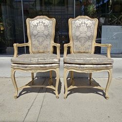 Revamped Vintage French Provencal Louis XV Armchairs