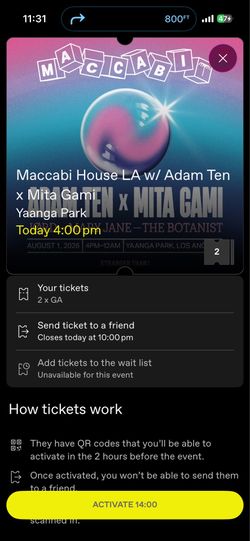 Adam ten Maccabi House LA concert Aug 1st