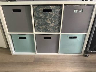 White six square bin console