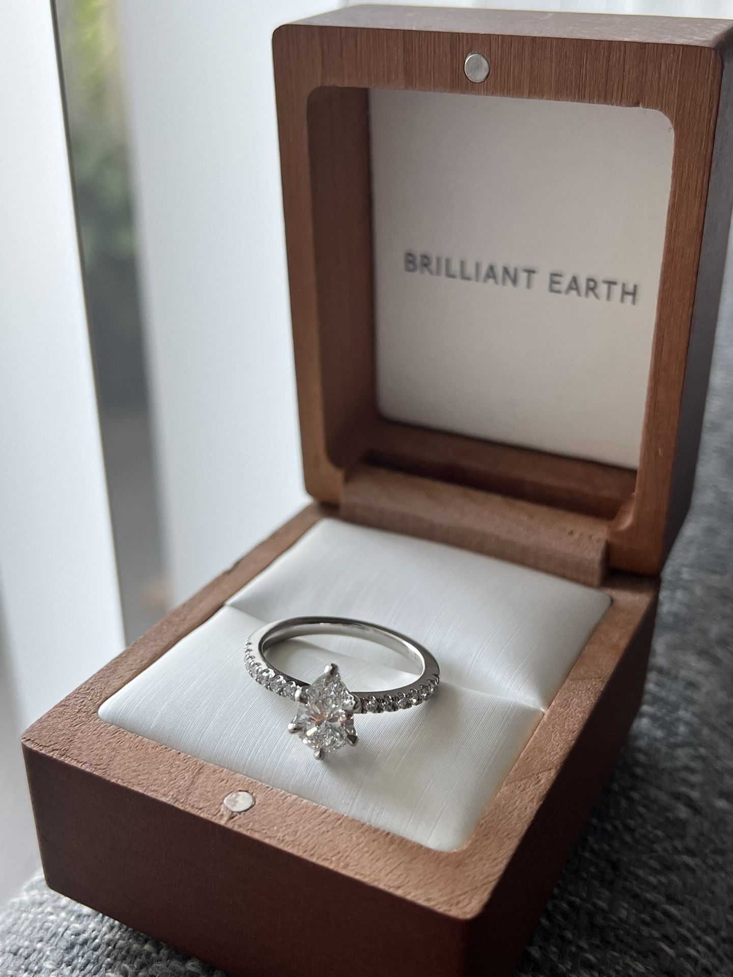 1 CT Lab Diamond Pear Shape Platinum Engagement Ring