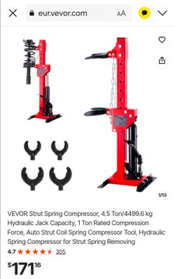 VEVOR Strut Spring Compressor, 4.5 Ton/4499.6 kg Hydraulic Jack Capacity, 1 Ton Rated Compression Force, Auto Strut Coil Spring Compressor Tool, Hydra
