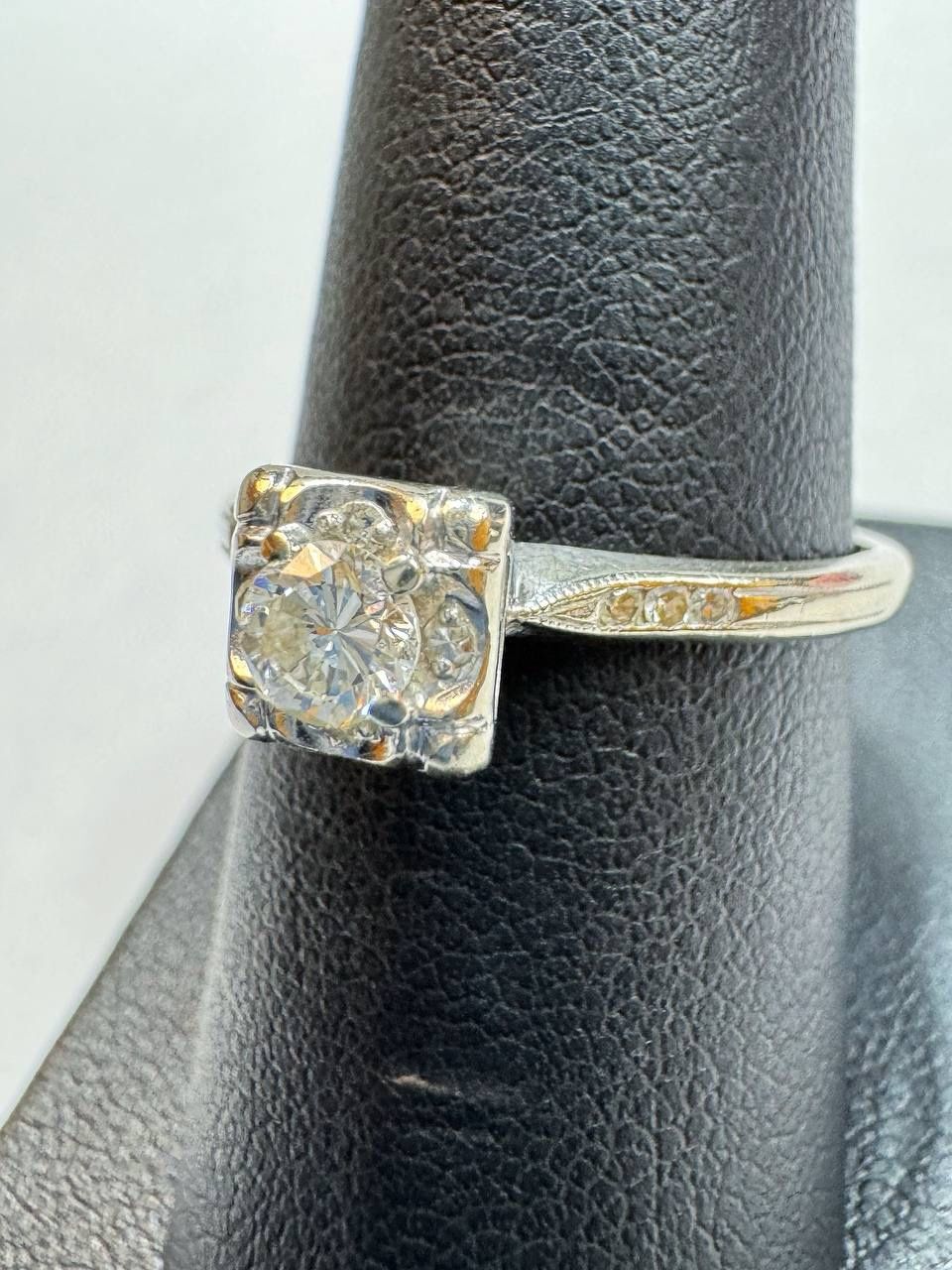 14k solid white gold 0.55CTW Diamond Engagement ring size 9