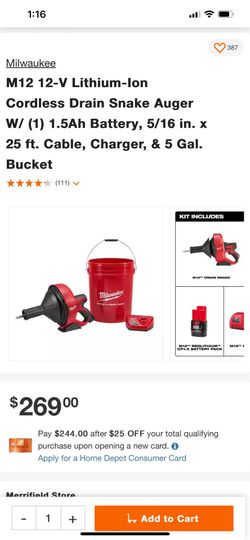 New Milwaukee  snake ..new never used ..still in box just open box for pictures,can you use for bathroom sinks ,kitchen sink ,bath tub size 1/4 x 25 .