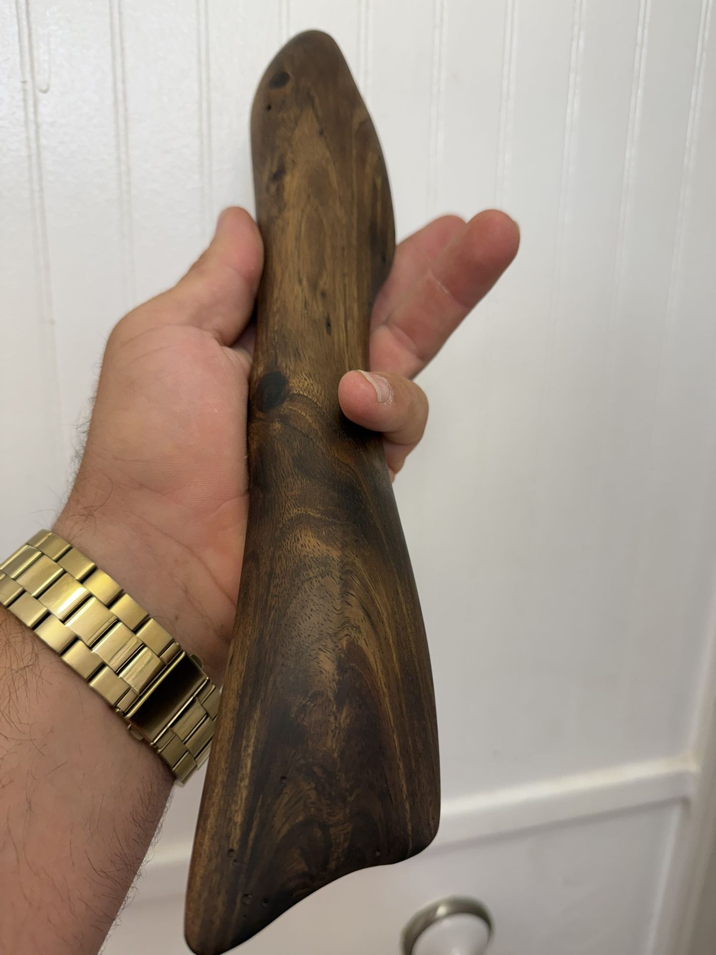🌊 Hand-Polished Driftwood Sculpture 🪵 – Natural Black Walnut Style Grain!  One-of-a-kind piece of hand-polished driftwood — smooth, solid, and full 