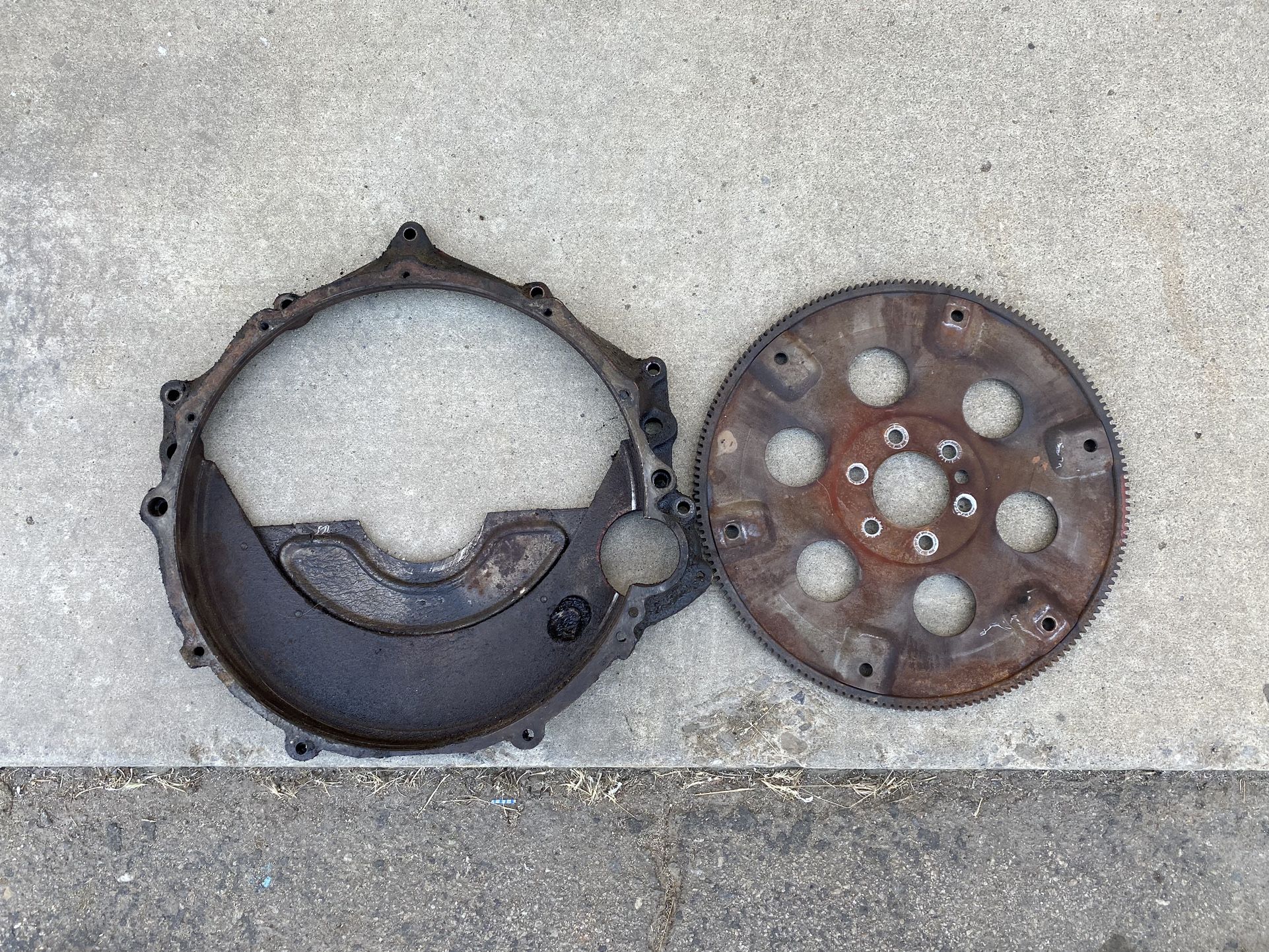 Chevy V8 Cast Iron PowerGlide Transmission Adaptor&Flex Plate