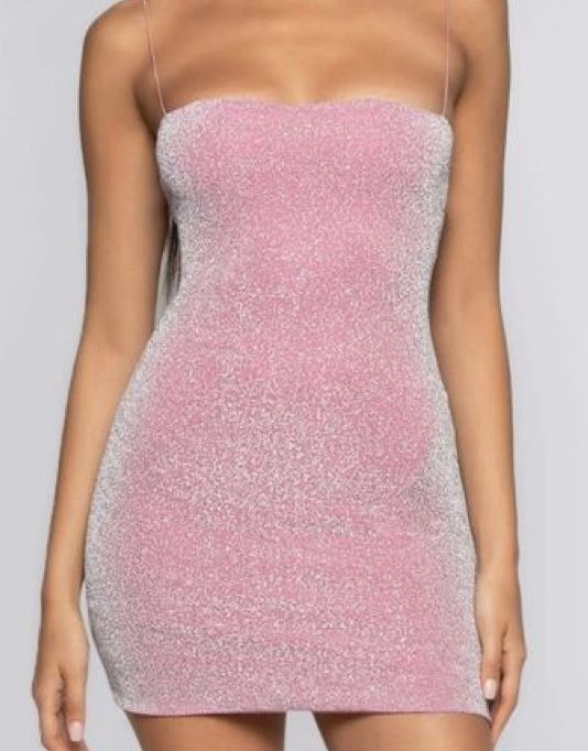 Meshki Light Pink Glitter Mini Dress