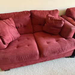 ✨ Red Microfiber Sofa Set – Couch, Loveseat & Chair ✨