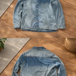 Sun Faded Denim Work Shirt - Light Wash