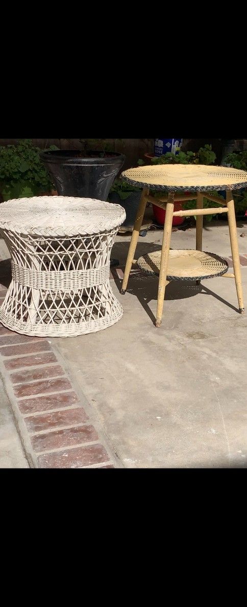 Antique And Wicker Tables