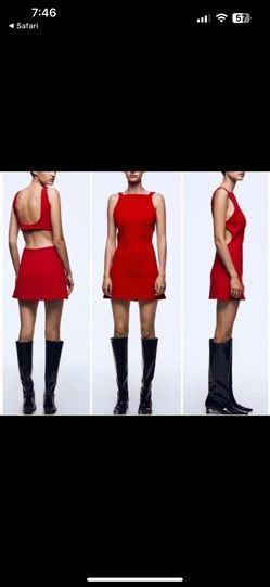 ZARA CUT OUT MINI DRESS RED 