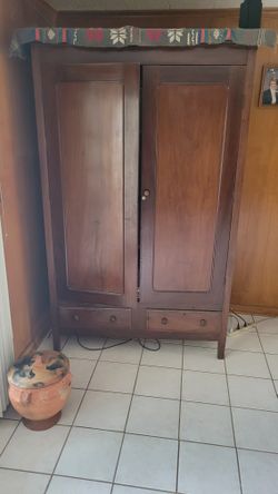 Antique Armoir Early 1900's Solid Wood Beautiful Piece Excellent Shape