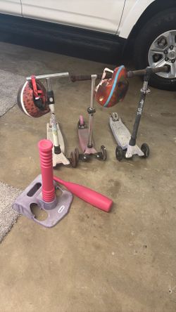 Scooters young kids  baseball bat helmets