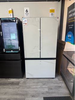 😍 SAMSUNG BESPOKE 36 INCH WHITE GLASS 30 CU FT FRENCH DOOR REFRIGERATOR 😍
