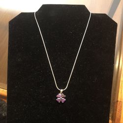 Rose Stone Necklace on Sterling Silver Chain