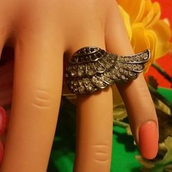 Punk, Motorcycle, Rock, Vintage 90's Wing Ring 4.5