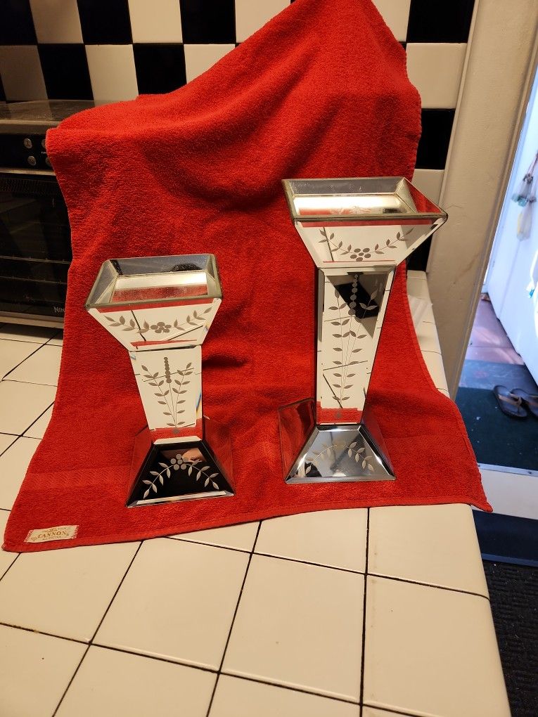 Vintage Mirror Candle Holders