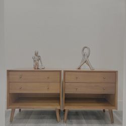 Mid-Century Modern Nightstand with Integrated USB & Outlets