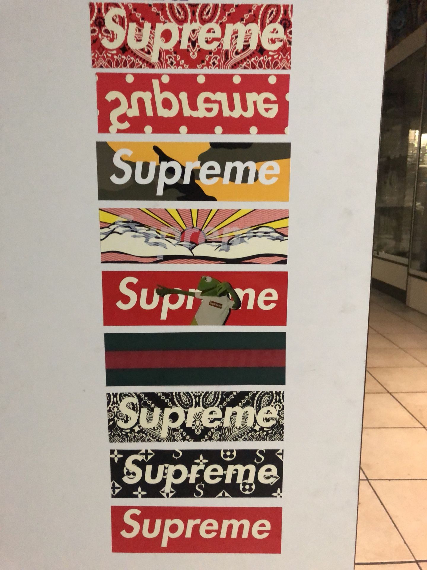 SUPREME STICKERS KERMIT LV BROOKLYN BOGO RISING SUN