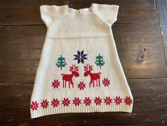 Hanna Andersson Dear Deer Christmas Sweater Dress Cotton Wool Size 18-24 Mo