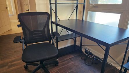 Office Desk and Chair Black Adjustable Facing Desk 48" x 24" x 48"(29.5")