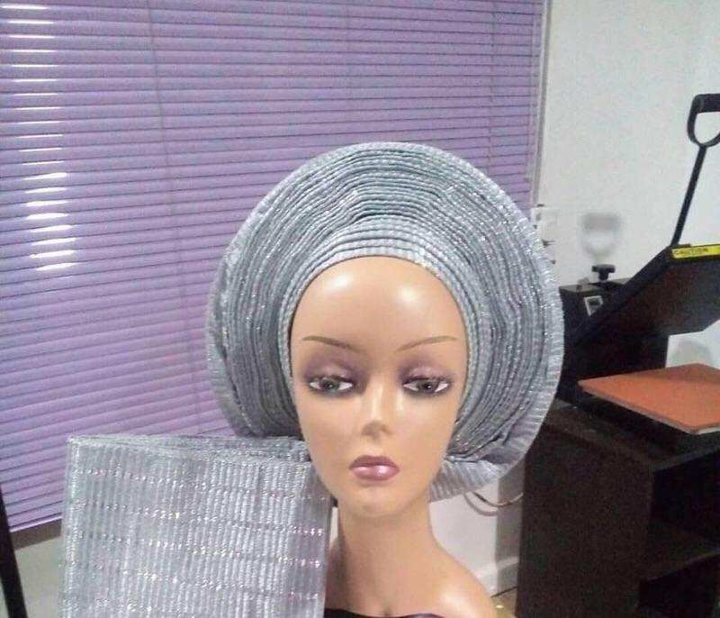 Sliver color auto gele with ipele