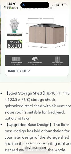 Metal storage shed 10x8