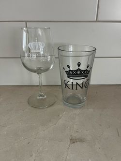 King and Queen Beer and Wine Glass Gift Set of 2