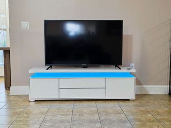 White TV Stand with LED Lighting