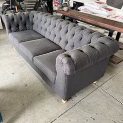 Grey Tufted World Market Couch 