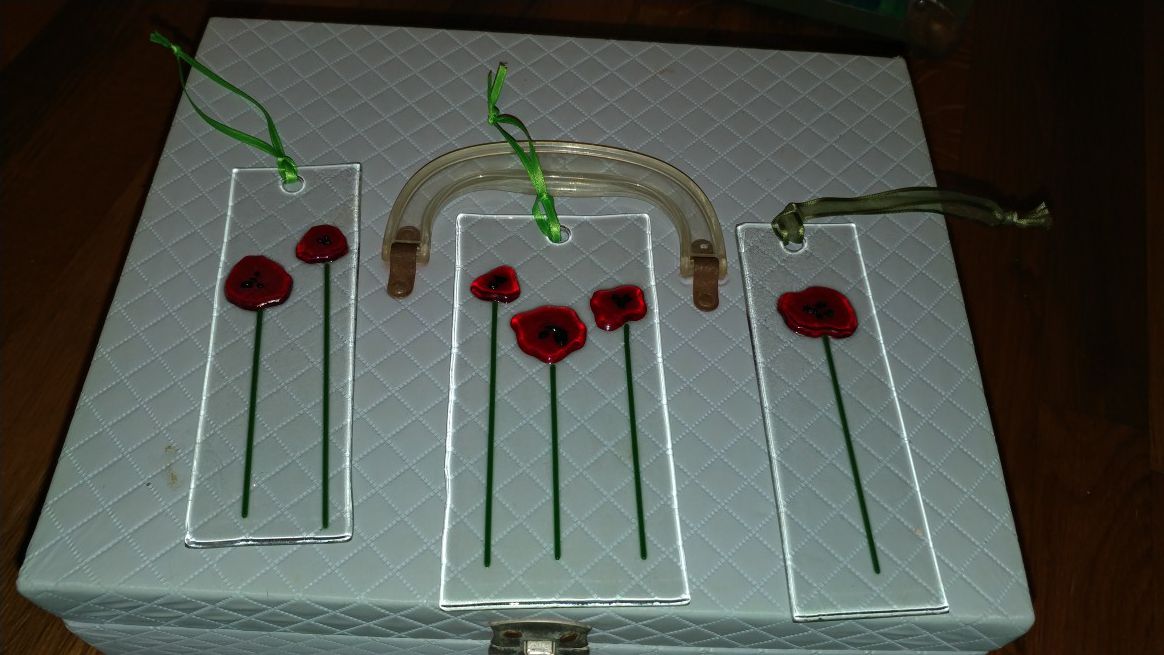 3 "Poppy Pool" Stained Glass Artworks