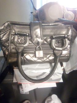 Burberry Quilted Metallic Silver Handbag