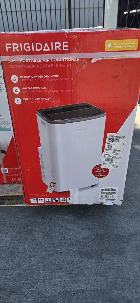 🆕️Frigidaire 10,000 BTU Portable Air Conditioner Cools 700 Sq. Ft. with Heater and Dehumidifier in White