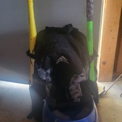Baseball Bat, Helmet, Backpack, Batting Gloves