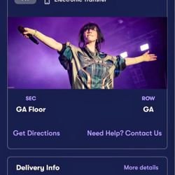 GA FLOOR TICKET!! - Billie Ellish Tonight