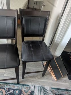 2 X Dark Wood Counter Height Bar Chairs