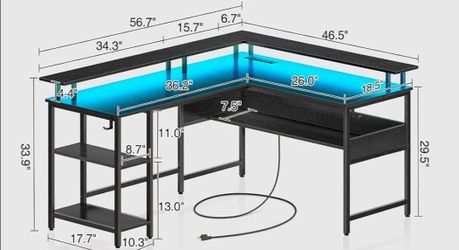 Reversible L-Shaped Computer Gaming Desk