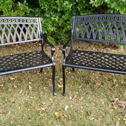Pair of BALKENE HOME Simone 2-Person Antique Bronze Cast Aluminum Outdoor Benchs (Like New)