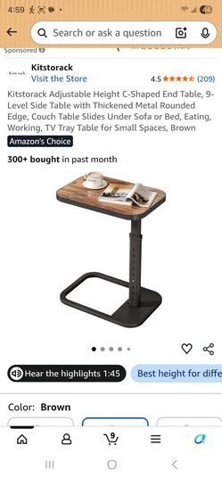 Adjustable Height C-Shaped End Table