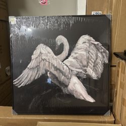 Framed Black and White Swan Wall Art, Square Modern Animal Canvas Painting Print for Living Room Fireplace Office Wall Decor, 30x30 Inch  4026  150$  