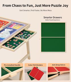 New 1500 Pieces Puzzle Table with Legs and Drawers, 34"x 26"
