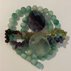 Crystal Bead Lot - Fluorite Citrine Peridot Amethyst Jade - Crafting Jewelry