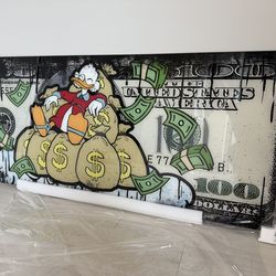Scrooge tempered glass wall Art 60”x24”